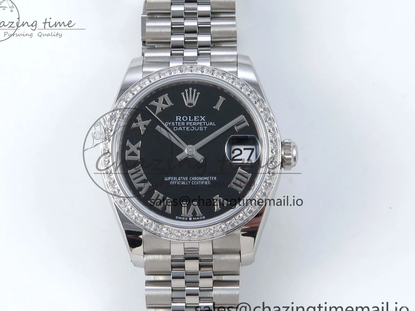 0510 DateJust 31 278384RBR ARF 1:1 Best Edition 904L Steel Black Roman Dial Diamonds Bezel on SS Jubilee Bracelet ETA SmoothTexture 449